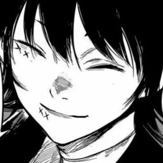 ☠️ 5ebc5788 动漫, 漫画, 微笑, 角色, 黑白, 艺术 telegram sticker