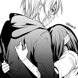 🥰 ee1b70cf обняла 动漫, 拥抱, 漫画, 绷带, 可爱 telegram sticker