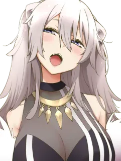 😇 77ffe3fa Anime, Meisje, Wit haar, Smuilen, Cartoon telegram sticker