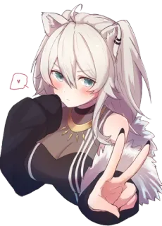 ✌️ bc619d59 anime meisje, kattenmeisje, schattig, sticker, vredesteken telegram sticker