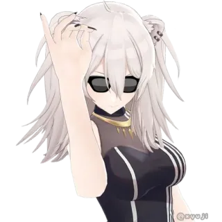😎 1def0193 Anime, Personage, Zonnebril, Gebaar, Grappig, Leuk, Meisje telegram sticker