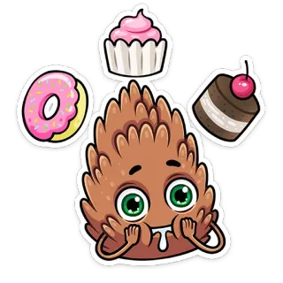 🍩 382e667d monstre, desserts, cupcake, donut, gâteau, mignon, affamé, dessin animé, nourriture telegram sticker