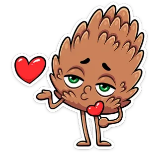 😘 39639f7b pomme de pin, coeur, dessin animé, amour, mignon telegram sticker