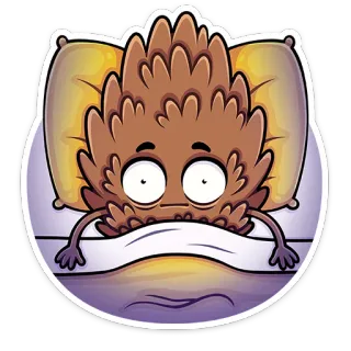 😨 47f3b5d5 pomme de pin, endormi, lit, dessin animé, drôle, autocollant telegram sticker