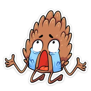 😭 872c58db pomme de pin, triste, pleurer, emoji, dessin animé, autocollant, angoissé, contrarié telegram sticker