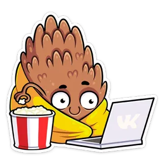 🍿 c1d5822c Pomme de pin, Dessin animé, Popcorn, Ordinateur, Regarder, Mignon telegram sticker