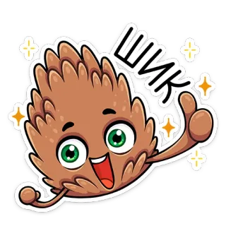 👍 e7cc36af ШИК pomme de pin, dessin animé, paillettes, mignon, chic telegram sticker