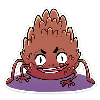 👻 f47bd58f pomme de pin, dessin animé, personnage, autocollant, marron, nature telegram sticker