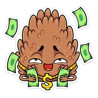 🤑 fc31ceff argent, dollar, dessin animé, riche, richesse, pomme de pin telegram sticker