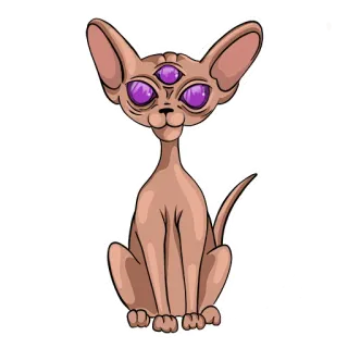😺 454029e8 chat, sphynx, trois yeux, animal de compagnie, animal, alien telegram sticker