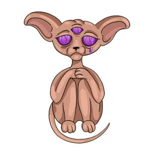 🥺 5f64b656 chat sphynx, chat, animal, triste, troisième œil, chat sans poil, pleurs telegram sticker
