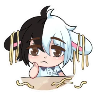 ☹️ 437c9467 Аниме, Манга, Милый, Каваий, Лапша, Еда, Чиби, Иллюстрация telegram sticker