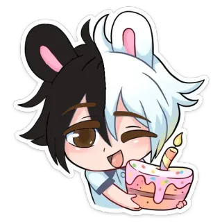 🎂 5aa364ef Аниме, Чиби, Торт, День рождения, Милый, Мультфильм, Персонаж telegram sticker
