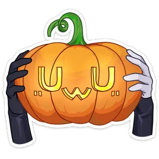 ⭐ 13f5952b UwU labu, uwu, emotikon, imut, tangan, Halloween telegram sticker