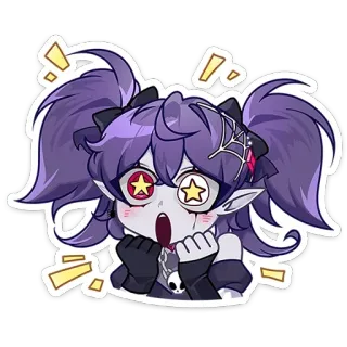 🤩 03f2289d garota anime, vampiro, desenho animado, adesivo, fofo, cabelo roxo, olhos de estrela whatsapp sticker