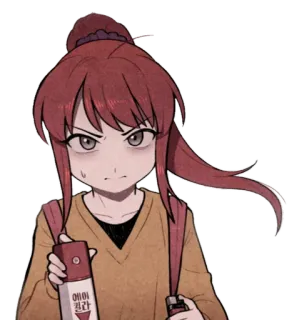 🤨 ad92df3c 에이 퉤 소녀, 애니메이션, 스프레이, 빨간 머리 telegram sticker