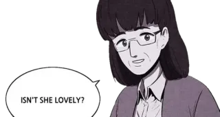 🤠 cc2040f1 ISN'T SHE LOVELY? 여자, 안경, 말풍선, 만화 telegram sticker