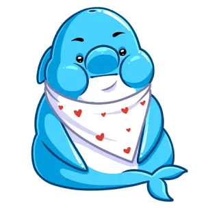 🍽 46860da1 Cartoon, Blau, Delfin, Süß, Kawaii, Herzen, Lätzchen telegram sticker