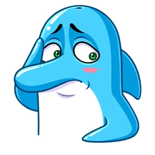😢 84ca557a Delfin, traurig, Cartoon, Tier, Meerestier, blau telegram sticker