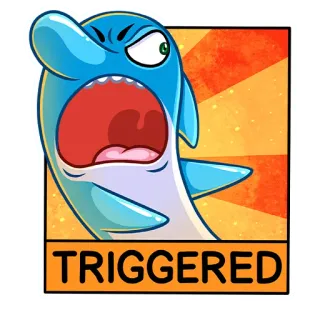 😡 fe002174 TRIGGERED wütend, getriggert, Delfin, Cartoon, Emotion, Meme telegram sticker