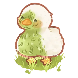 😵‍💫 36bf67cf KapeBeans pato, lindo, kawaii, pájaro, animal, verde, amarillo telegram sticker