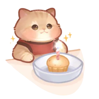 ✨ 3a79fbef gato, gatito, cumpleaños, tarta, lindo, dibujos animados, celebración, kawaii telegram sticker