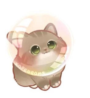🥺 89bffa4f kapebeans gato, burbuja, kawaii, animal, pegatina, lindo, arte digital, gatito telegram sticker