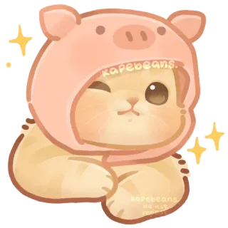 😉 a26039fe kapebeans. gato, cerdo, lindo, pegatina, animal, kawaii, dibujo animado telegram sticker
