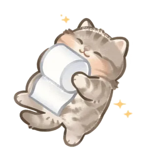 ✨ c0255bc5 gato, gatito, papel higiénico, lindo, kawaii, mascota, animal telegram sticker