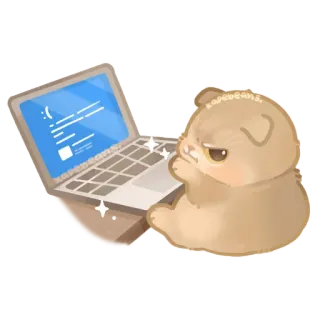 😡 c1eef632 gato, portátil, error, ordenador, triste, lindo, arte digital telegram sticker