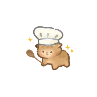 🥺 c92324b1 gato, chef, cocina, lindo, kawaii, dibujos animados, animal telegram sticker