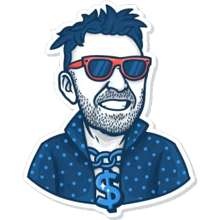 💰 5e0f5b62 漫画, ドル, サングラス, 襟, チェーン, ポートレート, 男, キャラクター telegram sticker