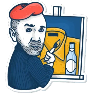 🖍 65f16da4 アーティスト, 絵画, 画家, ベレー帽, アート, 漫画 telegram sticker