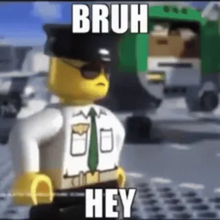 🟡 1eef12c2 BRUH HEY lego, bruh, ei, minifigura, brinquedo, meme telegram sticker