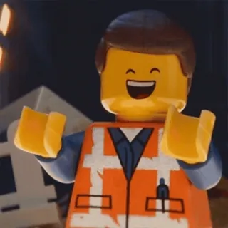 🟡 c15b037d Emmet Brickowski The Lego Movie Lego, Uma Aventura Lego, Emmet, Operário da construção, Feliz telegram sticker