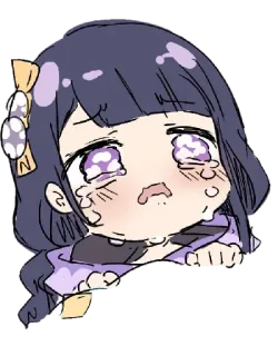 😭 b074e638 sticker, anime, crying, sad, character, purple hair, anime girl telegram sticker