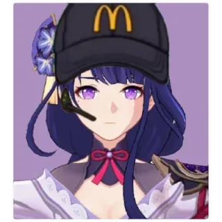 😁 3ca6a2a8 Raiden Shogun Genshin Impact anime, videogame, McDonald's, hoed, fastfood telegram sticker