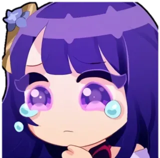 ⚡️ 71a0db53 Raiden Shogun Genshin Impact Anime, Genshin Impact, Raiden Shogun, Huilend, Schattig, Chibi telegram sticker