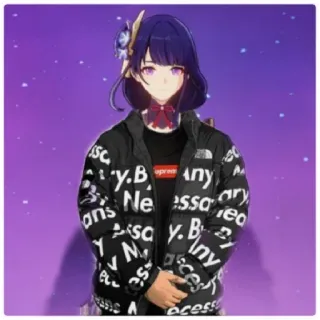 😁 80dc2280 Raiden Shogun Genshin Impact y.B Any Nesse Anime, Videogame, Personage, Genshin Impact, Raiden Shogun, Stijl, Drip telegram sticker