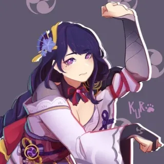 💃 9c69a4fe Raiden Shogun Genshin Impact Anime, Videogame, Personage, Paars, Fanart telegram sticker