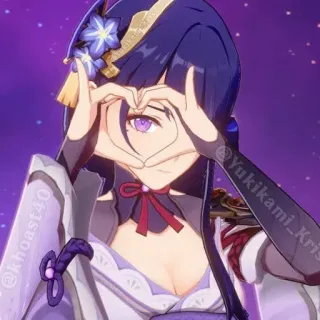 ❤️ b2f4d71d Raiden Shogun Genshin Impact anime, spel, paars, vrouw, fanart telegram sticker