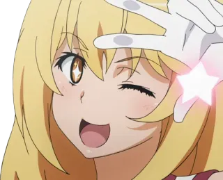 😉 0f05174a อนิเมะ, ผู้หญิง, ผมบลอนด์, ขยิบตา, น่ารัก, ประกาย, การ์ตูน telegram sticker