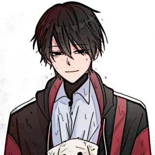 🌊 1d100efa Style anime, Dessin animé, Personnage masculin, Émotionnel, Triste, Chien, Mignon whatsapp sticker