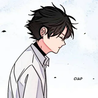 🌊 3de90cfa CIAP Anime, Dessin animé, Homme, Cheveux noirs, Personne whatsapp sticker