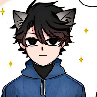 🌊 87c50b1a garçon animé, oreilles de chat, mignon, portrait, illustration whatsapp sticker