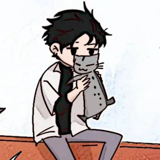 🌊 b205291e dessin animé, garçon, chat, mignon, style animé, chibi whatsapp sticker