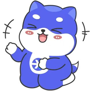 😄 604be101 hond, cartoon, blauw, schattig, dier, kawaii whatsapp sticker