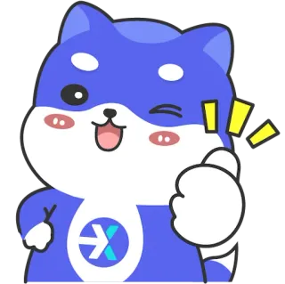 😘 d9f9ce05 hond, schattig, cartoon, dier, kawaii, blauw, duim omhoog whatsapp sticker