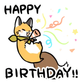 🥳 6aea3442 HAPPY BIRTHDAY!! happy birthday, celebration, fox, animal, greeting, megaphone telegram sticker