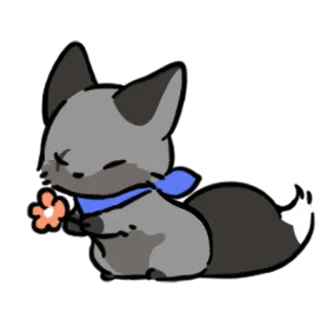 🤗 d64e83d3 fox, animal, cute, flower, cartoon telegram sticker